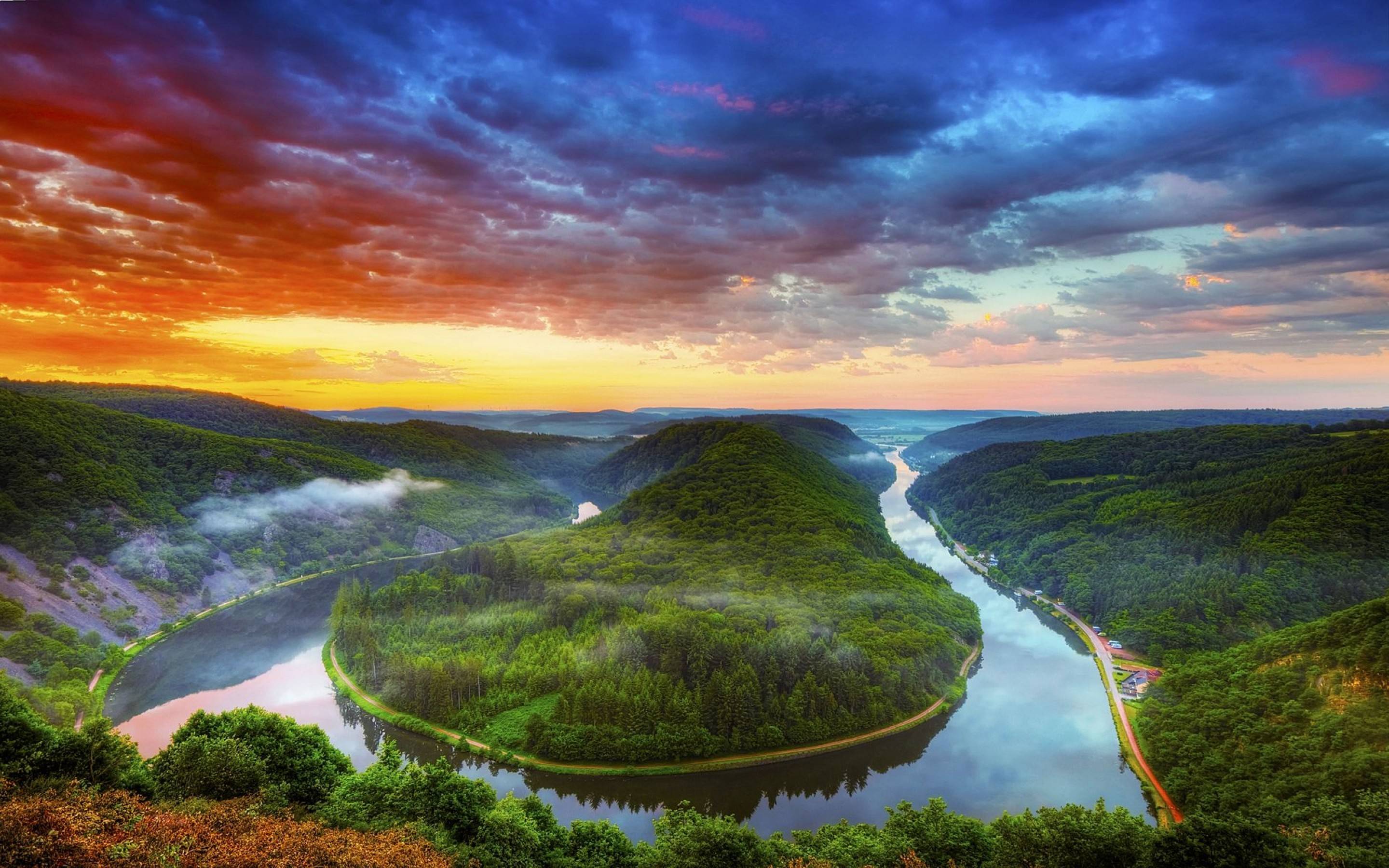 Красиво. Река Саар Германия. Красивая река. Природа с высоты. Мир природы.